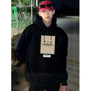 BURBERRY長方形アルファベットロゴプリント男女カップル同キャップパーカー
