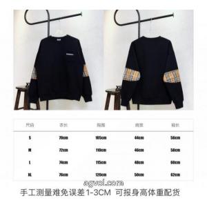 BURBERRY胸ポケットアルファベット刺繍腕チェックステッチクルーネックパーカー