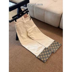 Burberryカスタムピップ裏返しチェックストレートパンツジーンズロングパンツ