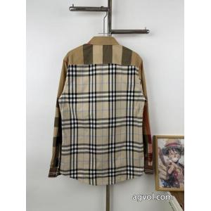 BURBERRY春先の新作パッチワークメンズビジネスシャツ公式サイト同モデル