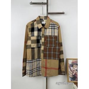 BURBERRY春先の新作パッチワークメンズビジネスシャツ公式サイト同モデル