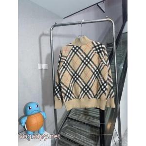 BURBERRY-バーバリー定番チェックストライプウールカーディガンコート