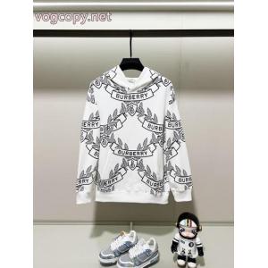 BURBERRYの定番ブランド麦の穂のアルファベットLOGOがプリントキャップにまみれているパーカー
