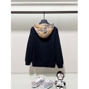 BURBERRYクラシックシンプルブランドエレメントチェック柄布パッチワークキャップパーカー