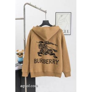 BURBERRYバーバリークラシック戦馬ジャカード連帽ジップニットカーディガンペアルックコートトップス