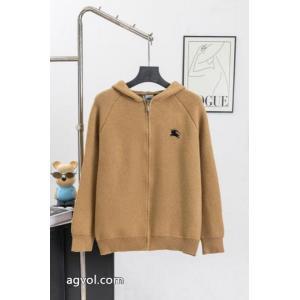 BURBERRYバーバリークラシック戦馬ジャカード連帽ジップニットカーディガンペアルックコートトップス