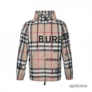 Burberryチェック柄厚手ゴムアルファベットジップ連帽ジャケット