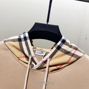 BURBERRY/バーバリークラシックシンプルブランドエレメントチェック柄布パッチワークハットパーカー