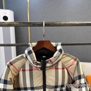 BURBERRYの秋冬モデル！バーバリー定番チェック柄スタンドカラージッパー女性用ダウンジャケット
