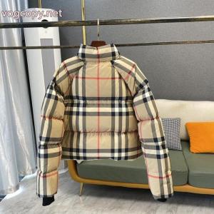 BURBERRYの秋冬モデル！バーバリー定番チェック柄スタンドカラージッパー女性用ダウンジャケット