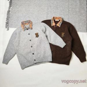 BURBERRYバーバリー歯ブラシ刺繍ロゴシャツ襟ニットカーディガンコート