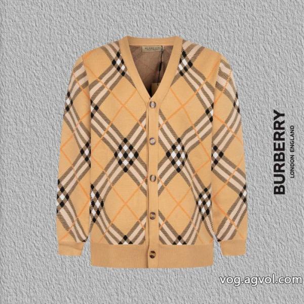 BURBERRYバーバリーのストライプニットカーディガンコート 0 