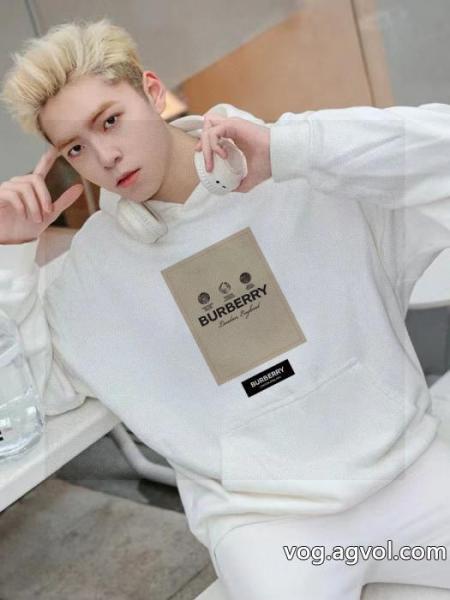 BURBERRY長方形アルファベットロゴプリント男女カップル同キャップパーカー 0 