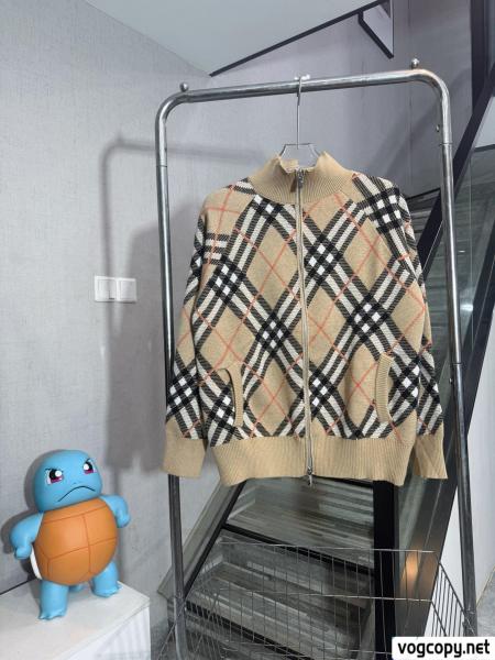 BURBERRY-バーバリー定番チェックストライプウールカーディガンコート 0