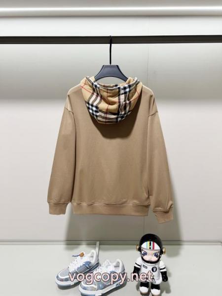 BURBERRYクラシックシンプルブランドエレメントチェック柄布パッチワークキャップパーカー 6 