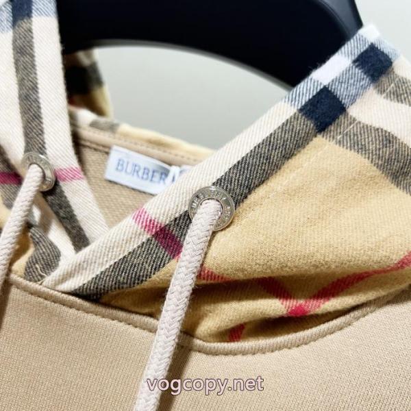 BURBERRYクラシックシンプルブランドエレメントチェック柄布パッチワークキャップパーカー 5 