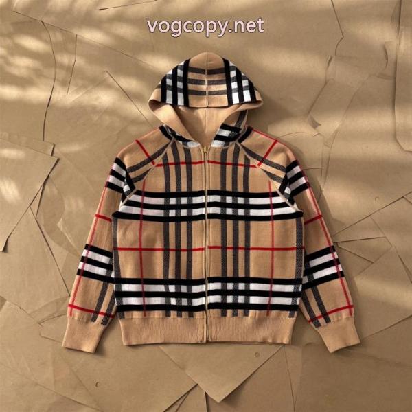 Burberry2025新作定番チェック柄リバーシブルウール裏面戦馬ジャカードカーディガンコート 5