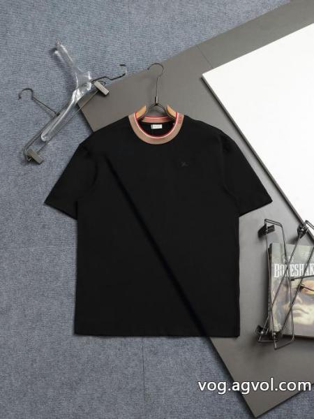 Burberryアルファベットネック飾りクルーネックニット半袖Tシャツ 0