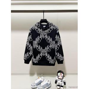BURBERRYの定番ブランド麦の穂のアルファベットLOGOがプリントキャップにまみれているパーカー