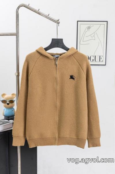 BURBERRYバーバリークラシック戦馬ジャカード連帽ジップニットカーディガンペアルックコートトップス 0 