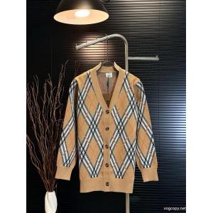 BURBERRYバーバリーオールドマネー風チェック柄スタンドカラージャケットセーターコート